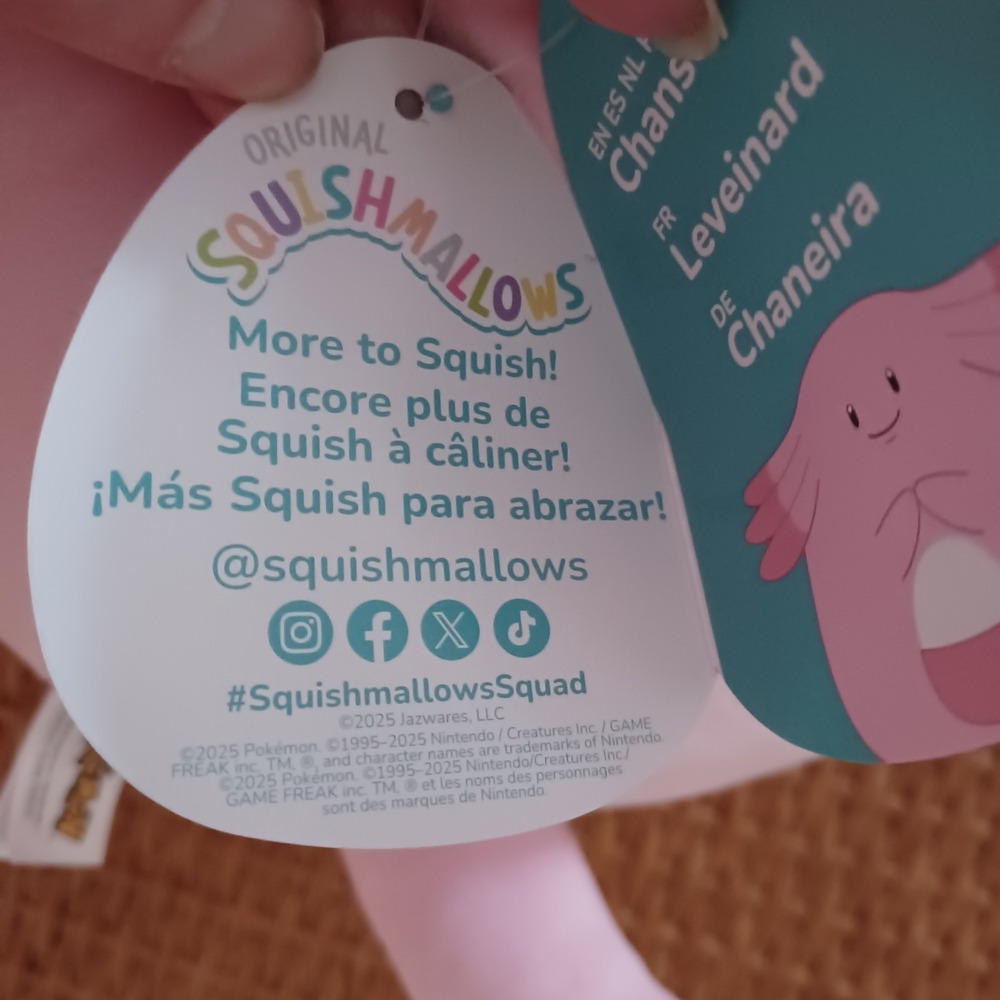 Squishmallows Pokemon Chansey 10 Inch Pink Plush Stuffed Animal New With Tags - Picture 9 of 16